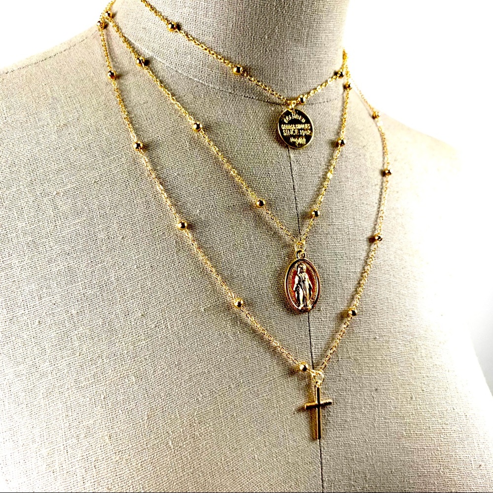 NEW 14k Gold plated Mother Mary necklace